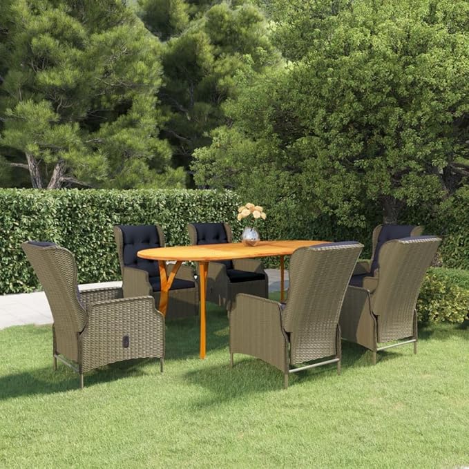 7 Piece Patio Dining Set, Patio Conversation Set Porch Furniture Set Front Porch Furniture Outdoor Sofa Sets for Garden Exhibition Negotiation Area Piazza Brown