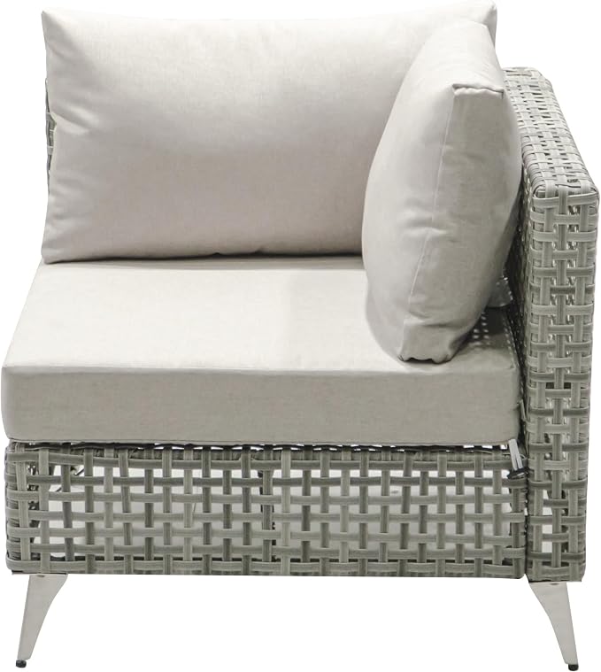 YOPTO 7-Piece Wicker Patio Furniture Set with Water Resistant Thick Cushions & Coffee Table,Outdoor Conversation Set Sectional Sofa W/Removable Cushions Cover,Free Combination,for Patio,Backyard,Gray