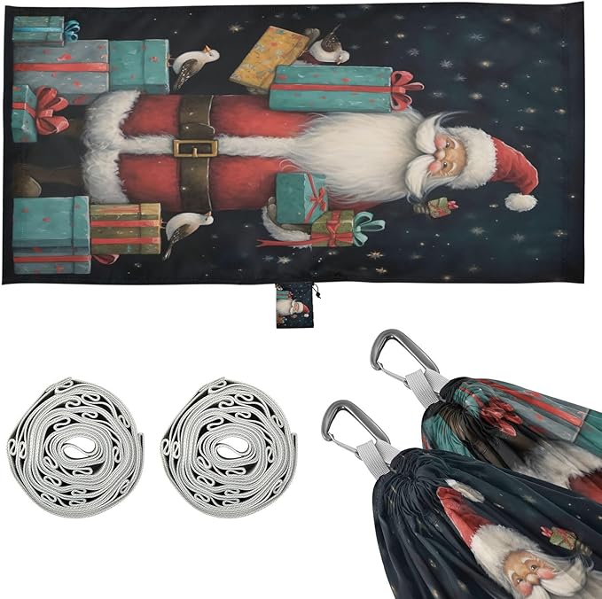 FRMG Christmas Santa Claus Hammock 500 lbs Capacity Portable Hammocks with Tree Straps & Attached Carry Bag, Camping Essentials Gear, 2010294a