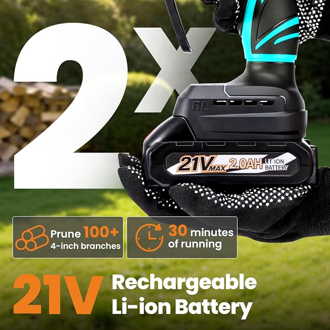 maXpeedingrods Mini Chainsaw Cordless, 6 inch Chainsaw Handheld Power Chain Saws with 2 Batteries, 3 x Durable Chains, Electric Chainsaw Lightweight Handheld Saw for Tree Trimming, Wood Cutting, Blue