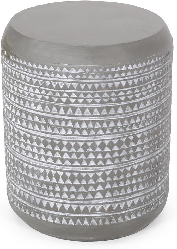 Outdoor Lightweight Concrete Side Table Durable Weather Resistant Patio Furniture for Garden Balcony and Poolside Decor