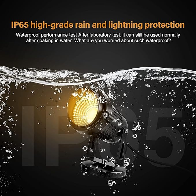 HANNAHONG 5W AC120V Landscape Up Down Spot-Light with Spiked Stand and Base, COB LED for Lawn Garden Decorative,Yard Step Wall Outdoor Lighting Lamp,5 Ft Cable with Plug,Waterproof(2PACK)