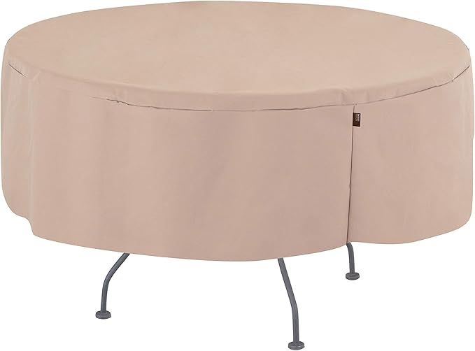 Modern Leisure 2963 Chalet Round Patio Table, Furniture, Outdoor Cover (50 D x 25 H) Water-Resistant, Beige
