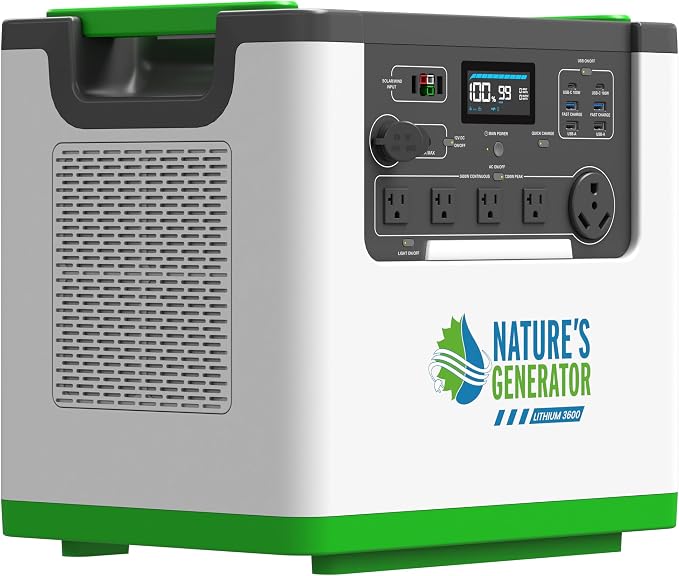Nature's Generator 3072Wh Lithium 3600W, Fast Charge, Lifepo4 Power Station, Solar Generator for Home Use, Power Outage, Camping, RV, Emergencies