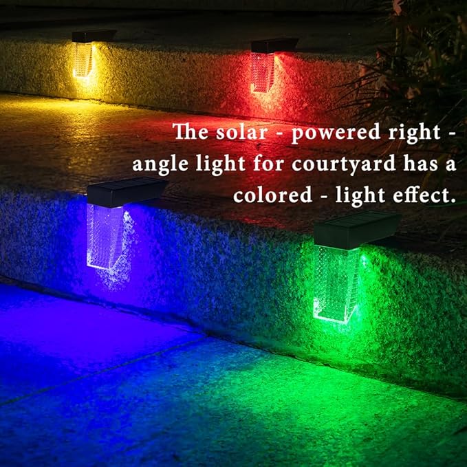 Solar Stair Lights IP65 Solar Step Light for Outdoor Stairs Waterproof for Rain Snow Lights for Patio Garden Porch Deck Front Step (Warm+RGB-4Pack)