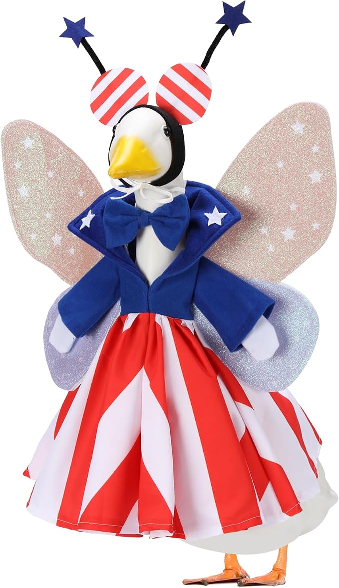 Butterfly Porch Goose Outfits for 23 Inch Statue | Butterfly Costume for Cement Statue, Sculpture Clothes for Summer Halloween Party Decoration