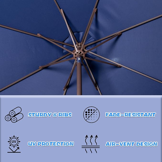 9Ft Elegant Valance Patio Umbrella, Outdoor Umbrellas for Patio with Auto-Tilt and Crank Systerm, Table Umbrella for Outdoors, Poolside,Beach, Backyard
