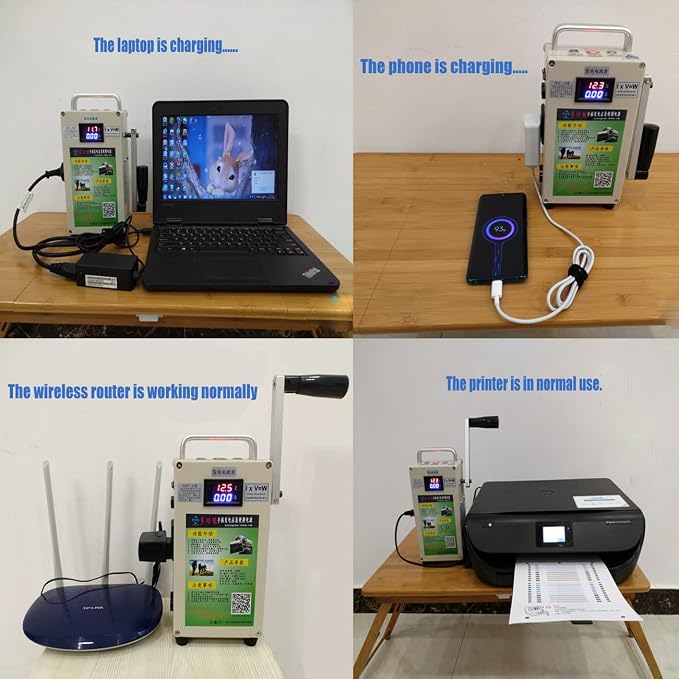 150W Outdoor Emergency Generator, Portable Hand Crank Generator,110v /220v DC12V USB 5V Small Power Supply,for Emergency,Camping,Sudden Power Outages,150W-220V
