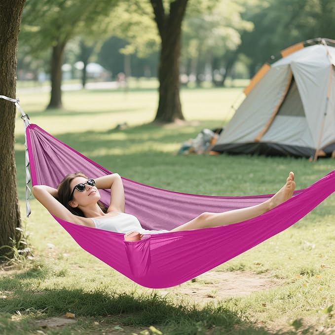 Medium Violet Red Solid Color Pure Plain Purple 330lb Capacity Camping Hammocks with Hanging Rope Swing Hammock for Indoor Outdoor Patio Base para hamacas