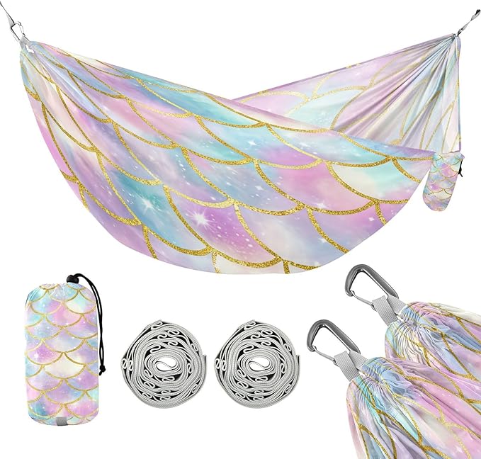 Hammocks for Outside Colored Scale Camping Hammock Portable Hammocks with Tree Straps and Carry Bag Camping Accessories for Hiking Beach Outdoor