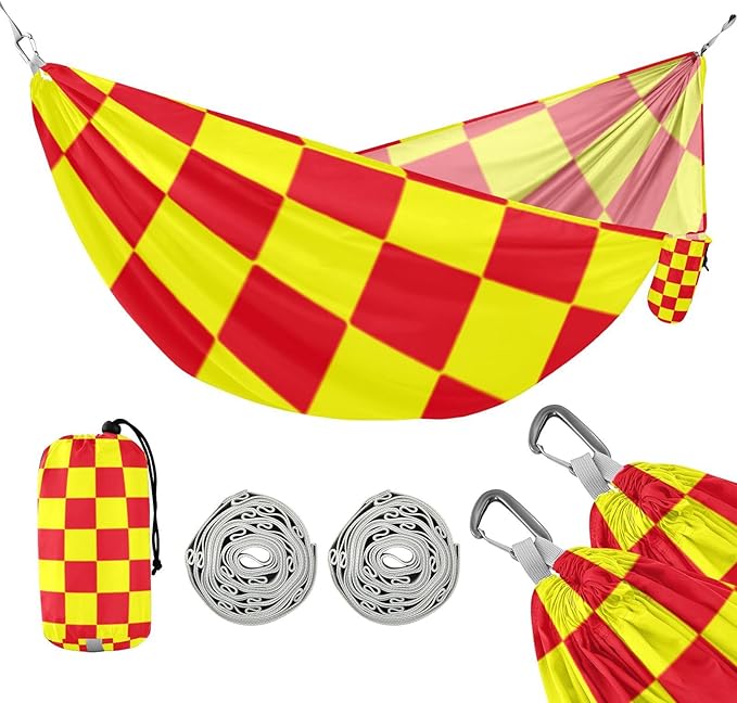 Buffalo Plaid Check Red Yellow 330lb Capacity Hammocks with Tree Straps Indoor Hammock for Outside Patio Garden amacas para patios con Base de adultos
