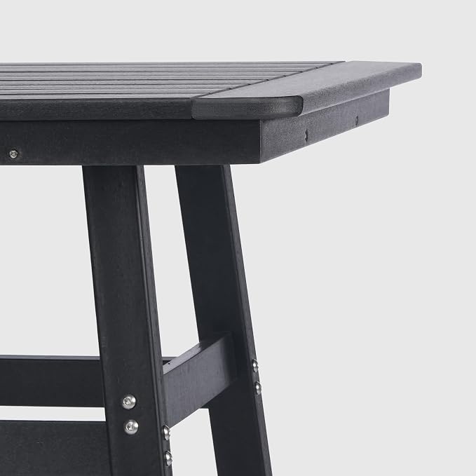 WestinTrends Malibu Square Outdoor Patio Bistro Bar Table with Umbrella Hole 42" Tall, Black