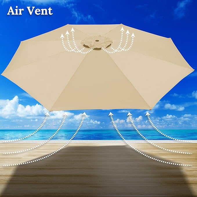 YardGrow 13ft 8 Ribs Umbrella Canopy Replacement for Patio Umbrella, Canopy ONLY, Frame NOT Included