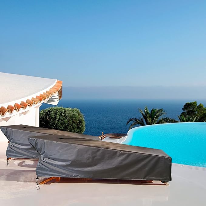 SIHAIAN Patio Lounge Chair Cover Waterproof Outdoor Chaise Lounge Covers UV Resistant Special Fixed Design 86Lx32Wx35H Black 2Pack Patio Furniture Covers