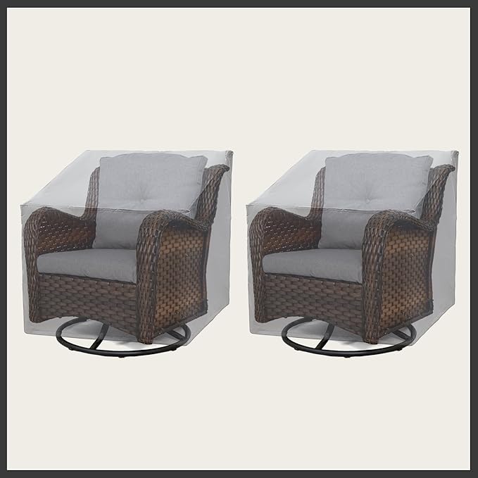Patio Chair Covers 2 Pack, Outdoor Chair Covers Waterproof 600D Heavy Duty, All-Weather Patio Furniture Covers for Outdoor Swivel Chairs, Lawn Wicker Sofas & Rocking Chairs, Grey