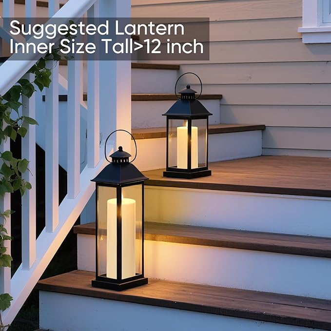 Raycare 4'' X 12'' Large Waterproof Outdoor Flameless Candle, Battery Operated LED Candles with Remote Control and Timer, Electric Fake Plastic Pillar Candles, Ivory