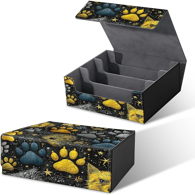 Large Card Deck Box for MTG, Fits 1200+ Sleeved Cards, PU Leather Storage Case with Strong Magnetic Closure, Multiple Colors for TCG CCG Baseball Card Collections, Dog Melon Seal Puppy