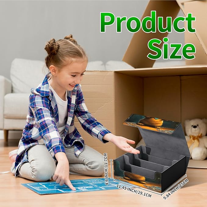 Large Card Deck Box for MTG, Fits 1200+ Sleeved Cards, PU Leather Storage Case with Strong Magnetic Closure, Multiple Colors Available for TCG CCG Baseball Card Collections, Chess Card Cat