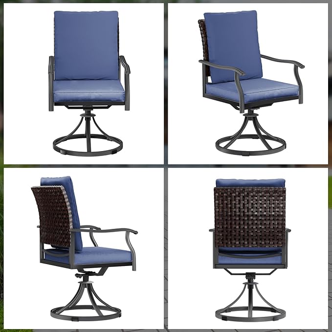 LEVELEVE 2-Piece Swivel Dining Chairs, Outdoor Patio Bistro Chairs for Lawn, Garden, Deck, Backyard & Porch(Matching Series for 5-Piece Set)
