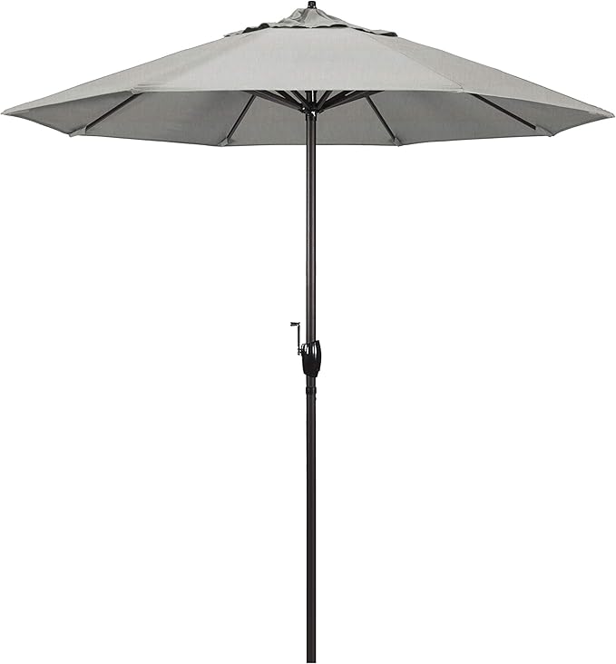 California Umbrella 7.5' Round Sunbrella Aluminum Outdoor Deck, Pool or Patio Umbrella, Crank Lift, Auto Tilt, Bronze Pole, Granite