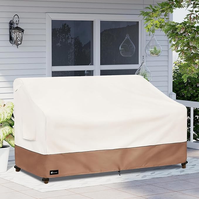 Outdoor Couch Cover for Patio Furniture - Heavy Duty Waterpoof All-Weather 3-Seater Patio Sofa Cover, 76"x32"x33" (Beige)