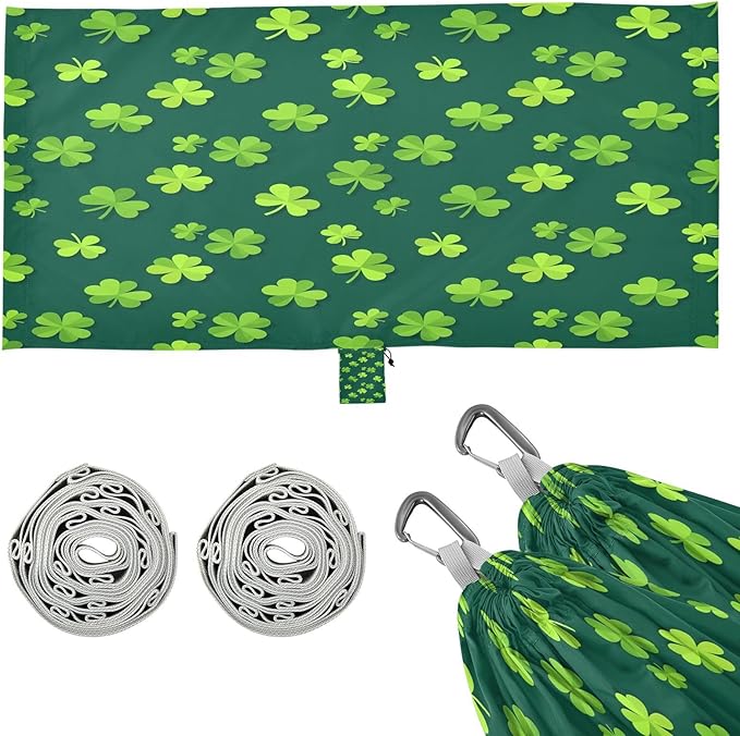Hammocks for Outside Four-Leaf Clovers Camping Hammock Portable Hammocks with Tree Straps and Carry Bag Camping Accessories for Hiking Beach Outdoor