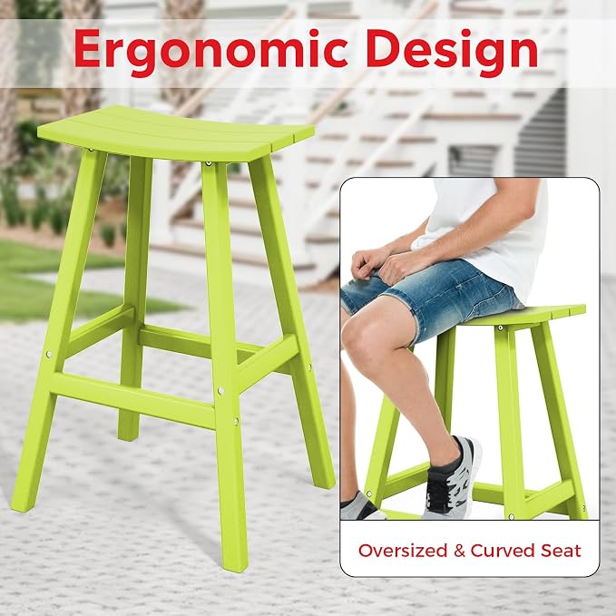 Costaelm Outdoor Bar Table, 42" Counter Height Round Patio Cocktail Bar Table, Patio Bar Table 3-Pieces Set Bistro Dining Table Pub Table for Deck, Backyard, Garden, Lime