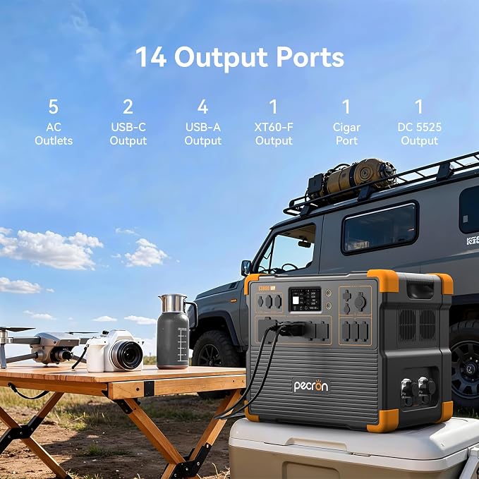 PECRON Portable Power Station E3800 LFP with 2x300W Solar Panels, 3840Wh LiFePO4 Battery Backup, 4200W Solar Generator, Expandable to 53.76kWh Power Station, Fast Charging for Home Emergency, Camping