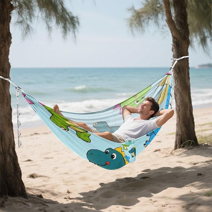 Cartoon Animal Dinosaur Colorful 330lb Capacity Camping Hammock Backyard Hammock for Outside Patio Garden soporte para hamacas para adultos