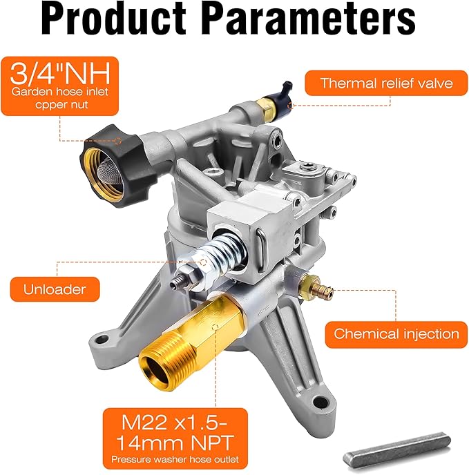7/8" Shaft Vertical Pressure Washer Pump 2600-3400 psi, Max 3400PSI 2.5GPM Pumps Replacement for Pressure Power Washer, Compatible with Honda, GCV160, Homelite, Troybilt, Simpson, Briggs&Stratton