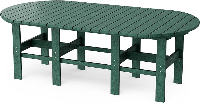 Wildridge Classic 7-Piece 44"x84" Dining Set, Turf Green - Outdoor Weather Resistant Recycled Plastic Furniture for Patio