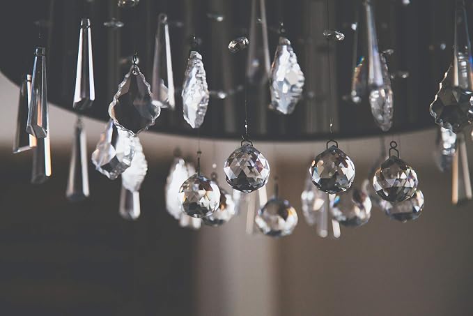 12 Pcs Clear Crystal Prism Pendants Chandelier Lamp Parts Suncatcher Decor | Clear Prism Pendants Chandelier Lamp Lighting Drops Suncatcher Hanging Ornaments for Window Garden Home Office Wedding Decor