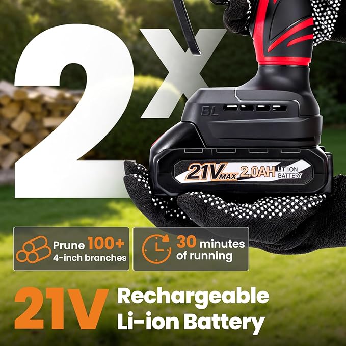maXpeedingrods Mini Chainsaw Cordless, 6 inch Chainsaw Handheld Power Chain Saws with 2 Batteries, 3 x Durable Chains, Electric Chainsaw Lightweight Handheld Saw for Tree Trimming, Wood Cutting, Red