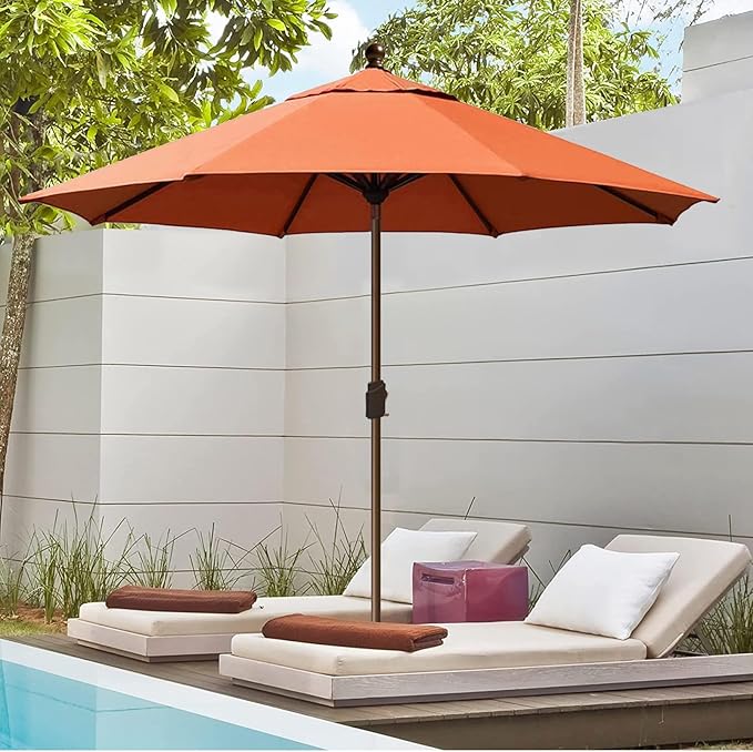 EliteShade USA 10-Year-Non-Fading 10Ft Market Patio Umbrella, UPF 50+ UV Protection Performance Sun Umbrella, Heavy Duty Commercial Grade Outdoor Table Umbrella with Crank & Tilt, Windproof Vented Top for Garden, Pool, Deck and Outdoor Playsets, Rust