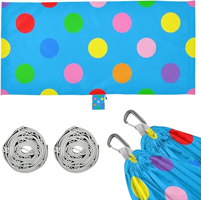 Cartoon Colorful Dot Blue 330lb Capacity Outdoor Hammock with Hanging Rope Swing Hammock for Indoor Outdoor Patio hamaca inflable para Piscina