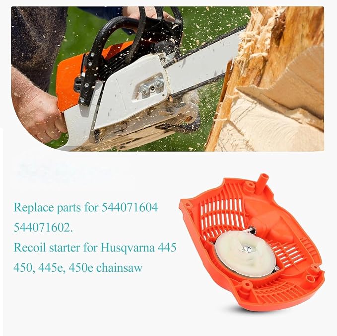 Recoil Starter Assembly Compatible with Husqvarna 445, 445 E, 445 II, 450, 450 E, 450 Chainsaws Replaces 544071602