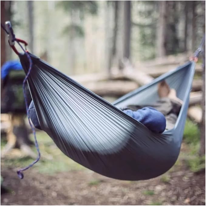 270x140cm Parachute Canopy Hammock Ultra Light Made with Ripstop Nylon for Camping and Travelling Double-Person(Grey)