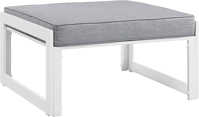 Modway Fortuna 6-Piece Aluminum Outdoor Patio Sectional Sofa Set in White Gray