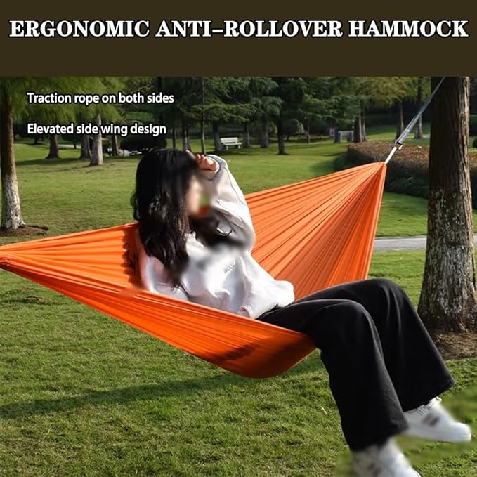 2 Pieces Double Hammocks, Garden Thickened Comfortable Hammock Chair, Tie Rope/Carabiner/Storage Bag, Load Bearing 200kg/440.9lbs