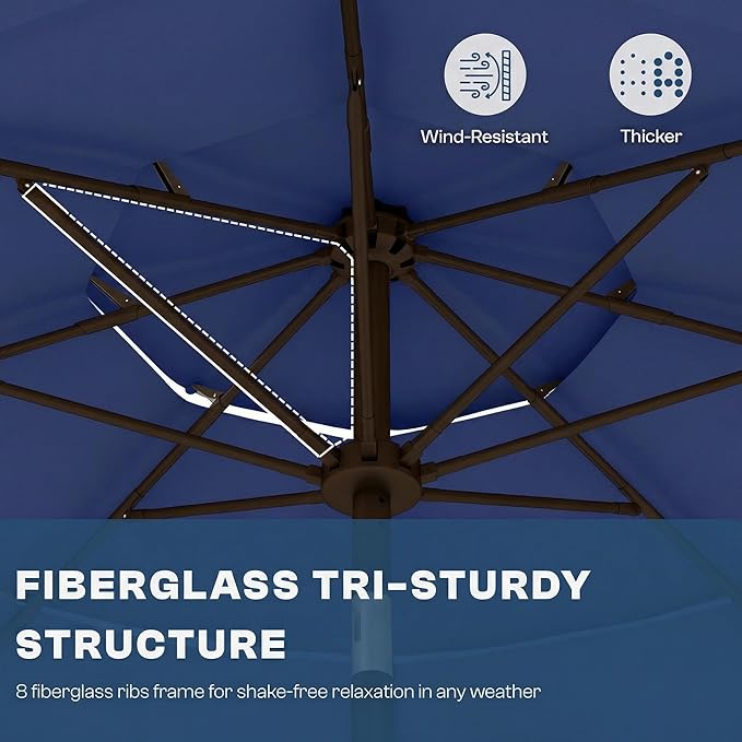 10ft Patio Umbrella, 3 Tier Outdoor Market Table Umbrellas with 8 Fiberglass Ribs and Push Button Tilt, Windproof, Vented Canopy, UV Protection for Deck, Pool, Backyard