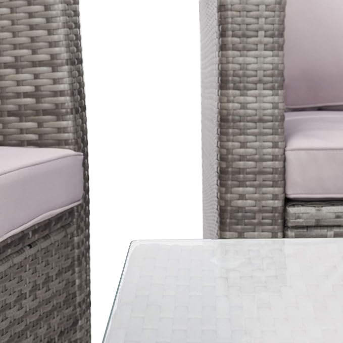 SAFAVIEH Outdoor Collection Lorma Grey/Grey Wicker 4-Piece Conversation Patio Set