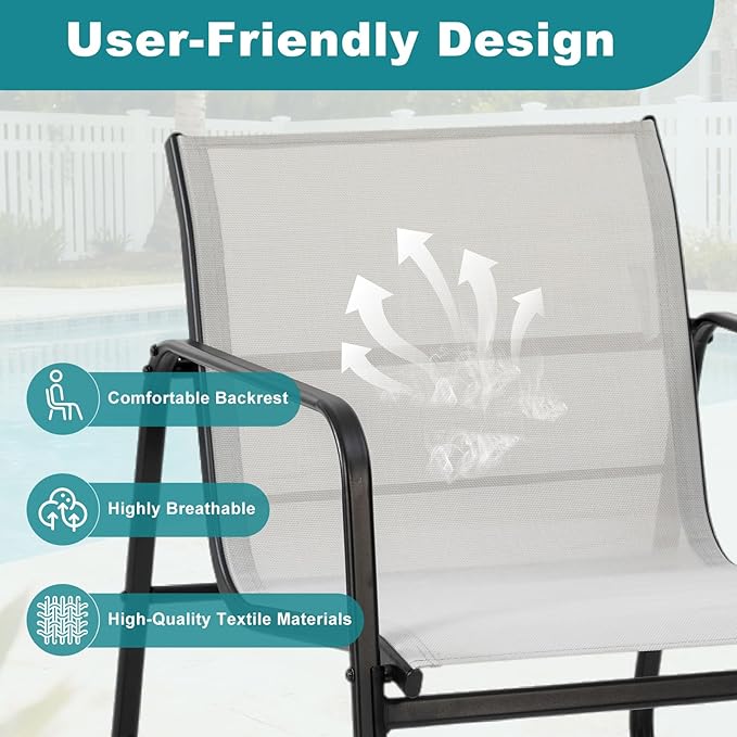 DUMOS 3 Piece Patio Furniture Set，Outdoor Patio Furniture Conversation Set with Table, Patio Sectional Bistro Sets for Lawn, Garden, Balcony, Poolside (Gray)