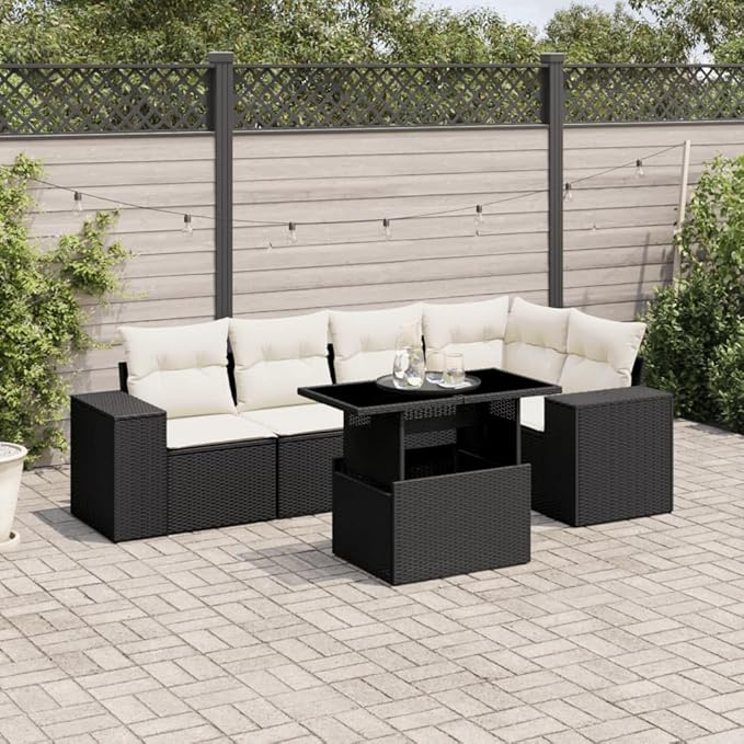 Garden Sofa Set Black, Cream White Patio Conversation Set Patio Dining Ensemble for Balconies