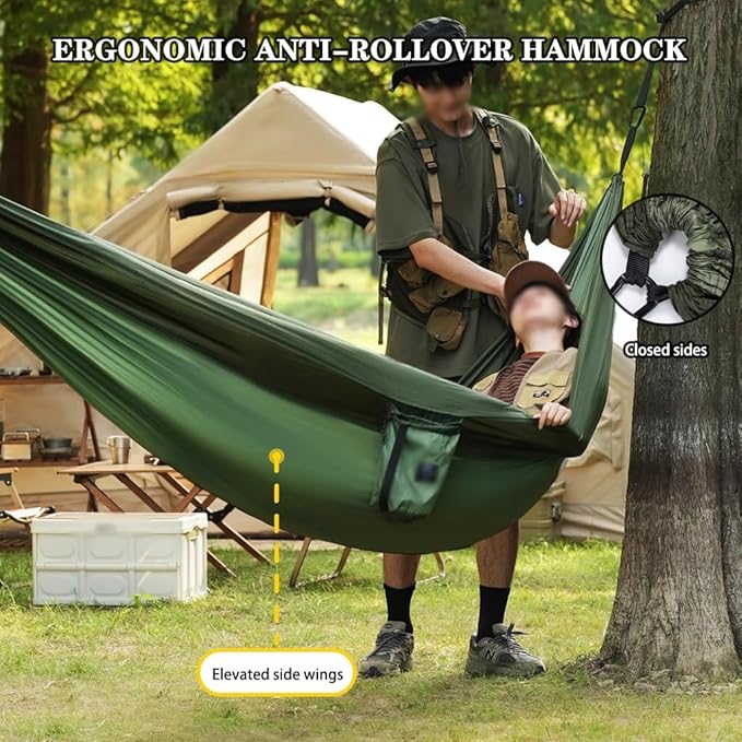 Single/Double Hammock for Yard, Portable Anti-Rollover Hammock Chair, Breathable Fabric, Backpacking/Beach, Load Bearing 150kg/200kg(9.5 * 5.9ft)