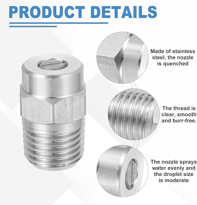 uxcell 2Pcs Pressure Washer Nozzle, Stainless Steel Thread Nozzles Tips, Universal Replacement for Undercarriage Cleaner Water Broom, 1/4 Inch NPT Male, 15 Degree 050 Orifice