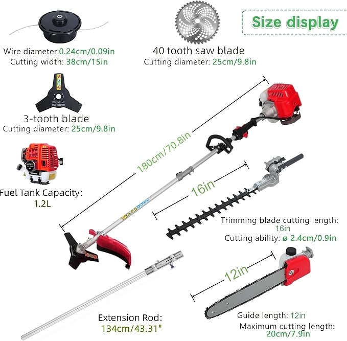 160cc 2 Stroke 5 in 1 Gas Powered String Trimmer Brush Cutter Gifts for Men