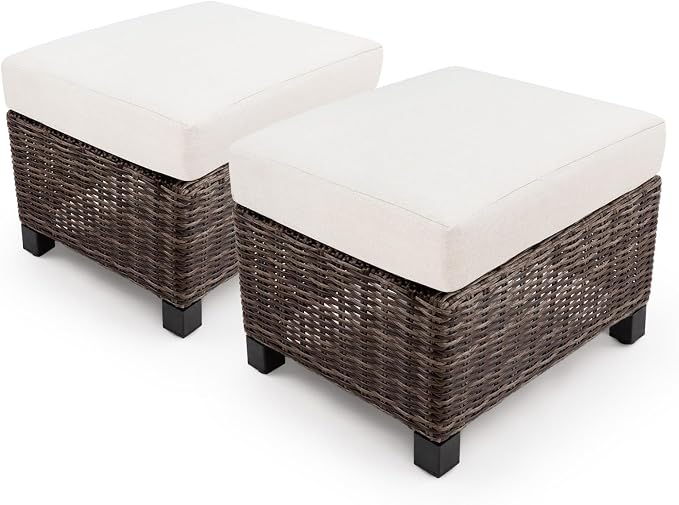 Wicker Patio Conversation Set, Outdoor Patio Chair Set with Deep Seating, Wide Armrests & Thick Cushions, All-Weather Outdoor Furniture Set for Patio, Porch, Deck & Backyard