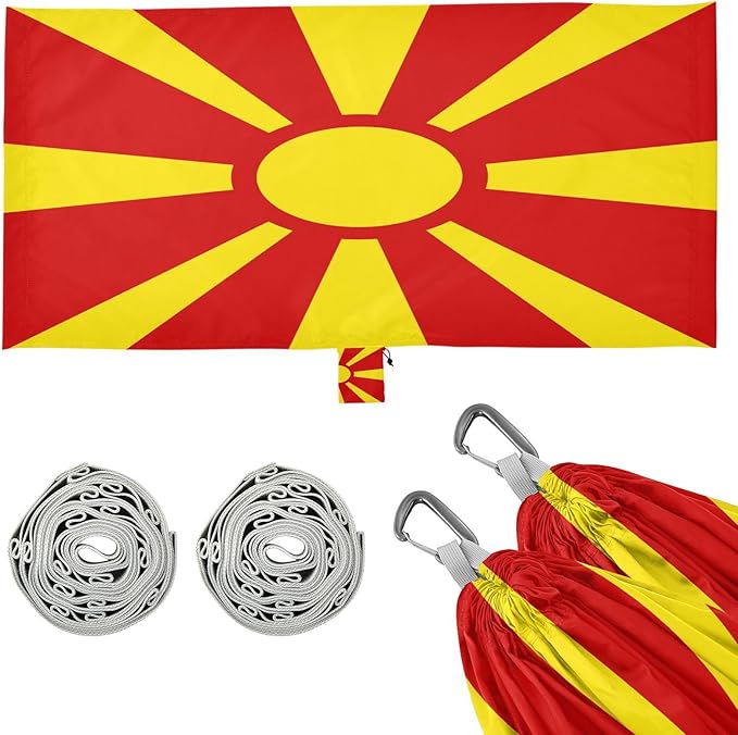National Flag of North Macedonia Hammocks with Portabl Carry Bag Backyard Hammock for Indoor Outdoor Patio