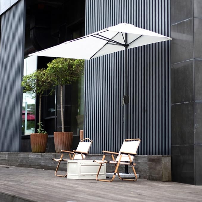250cm against the wall Umbrella Half Rectangular Outdoor Patio Umbrella with Easy Crank Adjustable Height Without Base for gardens, balconies,patios,apartment terraces,cafes