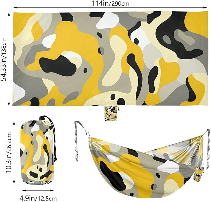Camouflage Yellow 330lb Capacity Camping Hammock with Portabl Carry Bag Rope Hammock for Outside Camping Essentials hamacas para adultos con soporte
